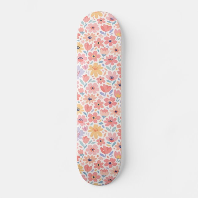 Moderne abstrakte Blumengestaltung Skateboard (Vorderseite)