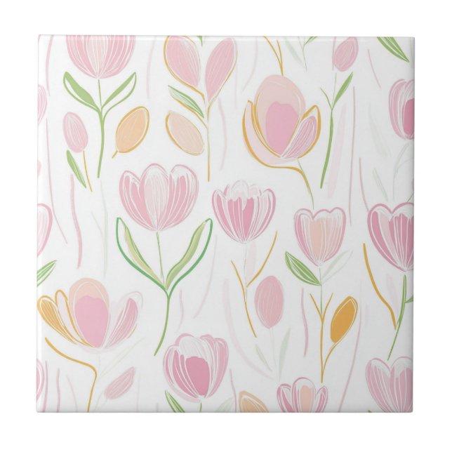 Moderne abstrakte Blumengestaltungslinie (5) Fliese (Vorderseite)