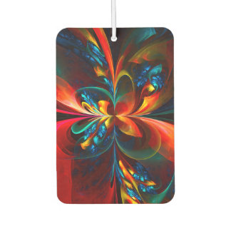 Moderne Abstrakte Blumenkunst Orange Blaues Muster Autolufterfrischer
