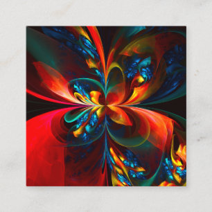 Moderne Abstrakte Blumenkunst Orange Blaues Muster Begleitkarte