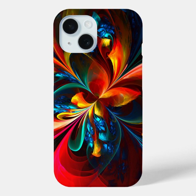 Moderne Abstrakte Blumenkunst Orange Blaues Muster Case-Mate iPhone Hülle (Rückseite)