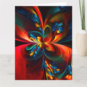 Moderne Abstrakte Blumenkunst Orange Blaues Muster Dankeskarte