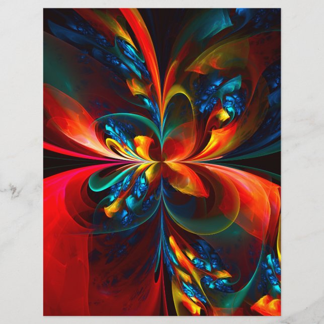 Moderne Abstrakte Blumenkunst Orange Blaues Muster Flyer (Vorne)