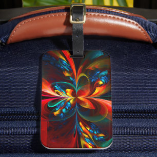Moderne Abstrakte Blumenkunst Orange Blaues Muster Gepäckanhänger