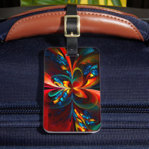 Moderne Abstrakte Blumenkunst Orange Blaues Muster Gepäckanhänger