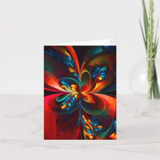 Moderne Abstrakte Blumenkunst Orange Blaues Muster Karte