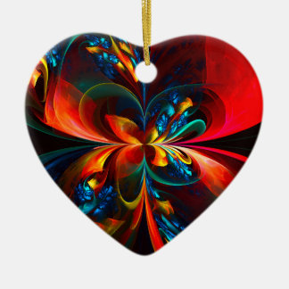 Moderne Abstrakte Blumenkunst Orange Blaues Muster Keramik Ornament