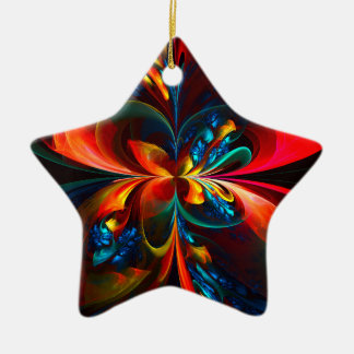Moderne Abstrakte Blumenkunst Orange Blaues Muster Keramik Ornament