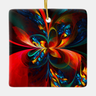 Moderne Abstrakte Blumenkunst Orange Blaues Muster Keramikornament