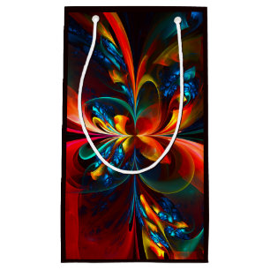 Moderne Abstrakte Blumenkunst Orange Blaues Muster Kleine Geschenktüte
