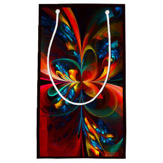 Moderne Abstrakte Blumenkunst Orange Blaues Muster Kleine Geschenktüte