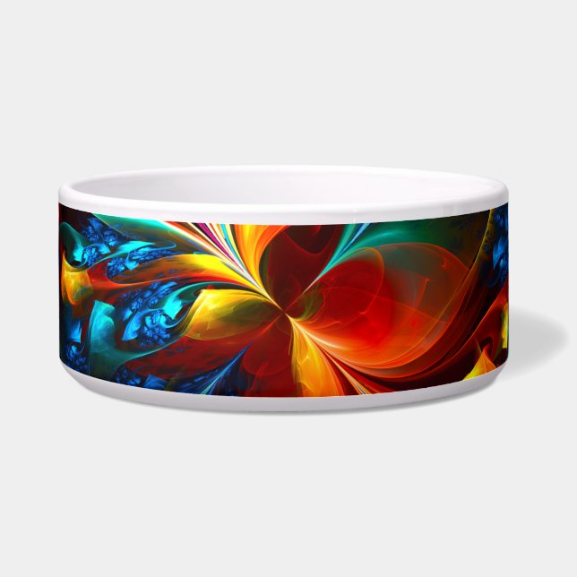 Moderne Abstrakte Blumenkunst Orange Blaues Muster Napf (Vorderseite)