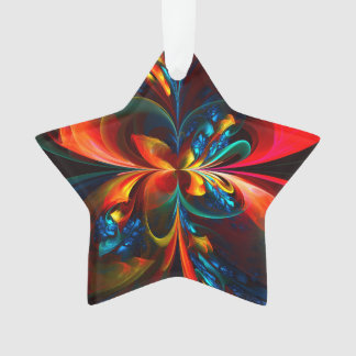 Moderne Abstrakte Blumenkunst Orange Blaues Muster Ornament