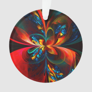 Moderne Abstrakte Blumenkunst Orange Blaues Muster Ornament