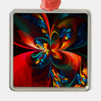 Moderne Abstrakte Blumenkunst Orange Blaues Muster Ornament Aus Metall