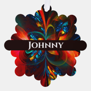 Moderne Abstrakte Blumenkunst Orange Blaues Muster Ornament Karte