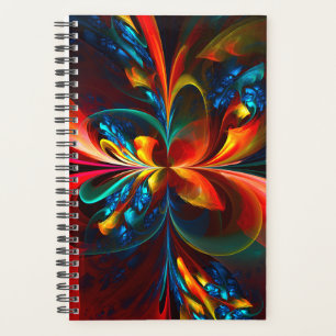 Moderne Abstrakte Blumenkunst Orange Blaues Muster Planer