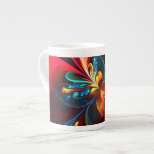 Moderne Abstrakte Blumenkunst Orange Blaues Muster Prozellantasse
