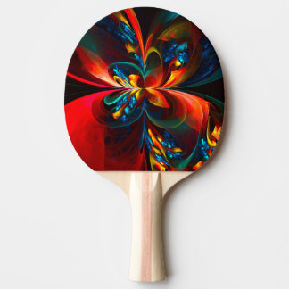 Moderne Abstrakte Blumenkunst Orange Blaues Muster Tischtennis Schläger
