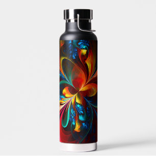 Moderne Abstrakte Blumenkunst Orange Blaues Muster Trinkflasche