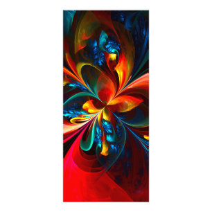 Moderne Abstrakte Blumenkunst Orange Blaues Muster Werbekarte