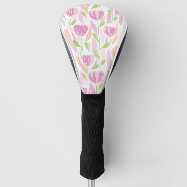 Moderne abstrakte Blumenlinienmuster (1) Golf Headcover (Vorderseite)