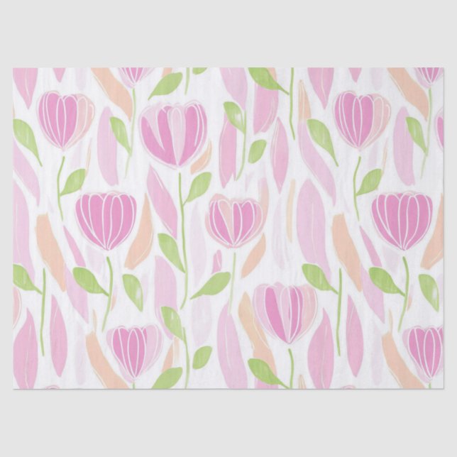 Moderne abstrakte Blumenlinienmuster (1) Seidenpapier (Vorderseite)