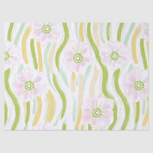 Moderne abstrakte Blumenlinienmuster (4) Seidenpapier (Vorderseite)