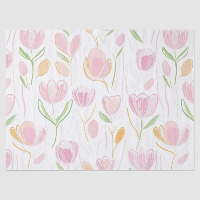 Moderne abstrakte Blumenlinienmuster (5) Seidenpapier (Vorderseite)
