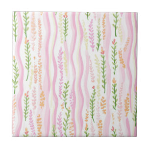 Moderne abstrakte Blumenlinienmuster (7) Fliese
