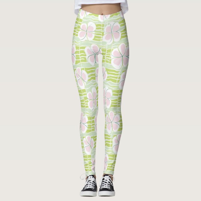 Moderne abstrakte Blumenlinienmuster (9) Leggings (Vorderseite)