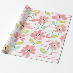 Moderne abstrakte Blumenlinienstruktur (3) Geschenkpapier