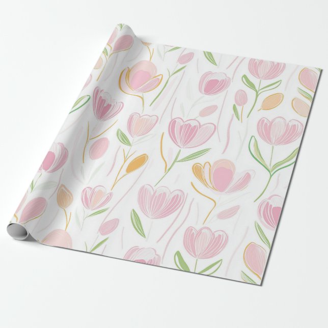 Moderne abstrakte Blumenlinienstruktur (5) Geschenkpapier (Ungerollt)