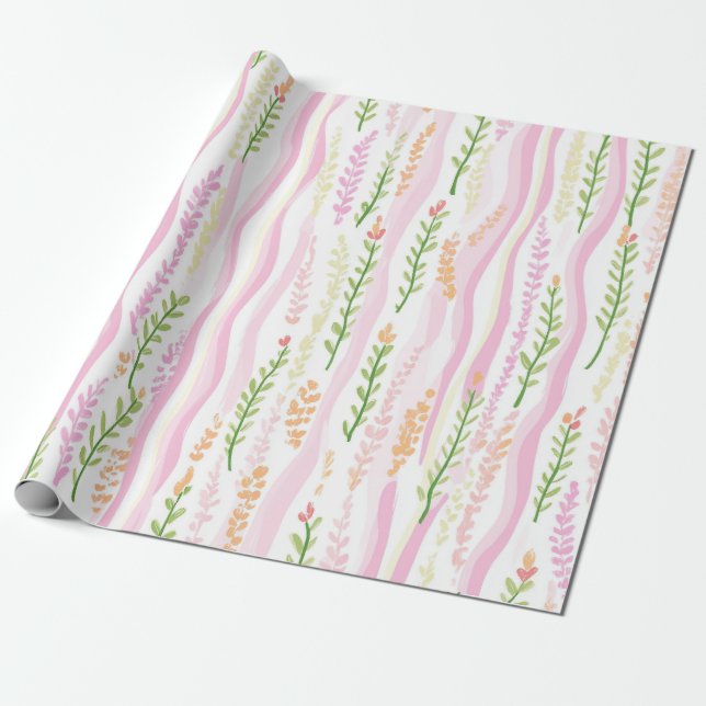 Moderne abstrakte Blumenlinienstruktur (7) Geschenkpapier (Ungerollt)