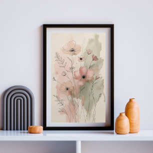 Moderne abstrakte Blumenwandkunst II Poster