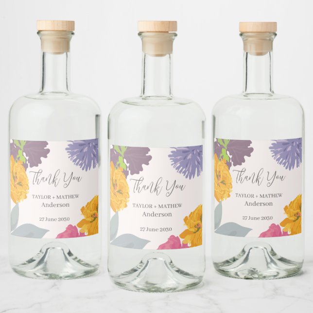 Moderne Abstrakte Blumenzellennamen Alkoholflaschenetikett (Flaschen)