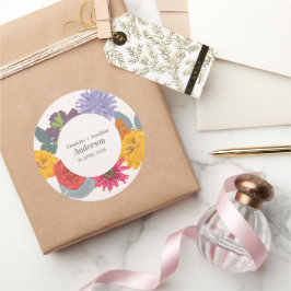 Moderne Abstrakte Blumenzellennamen Runder Aufkleber