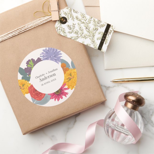 Moderne Abstrakte Blumenzellennamen Runder Aufkleber (Schenken)