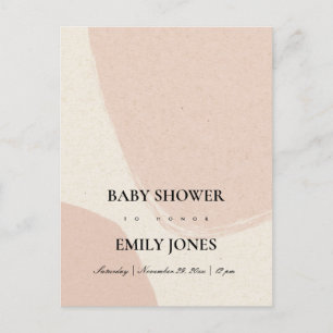 MODERNE ABSTRAKTE BLUSH PINK KRAFT BABY DUSCHE EINLADUNGSPOSTKARTE
