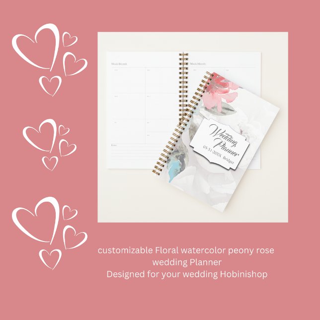 Moderne Abstrakte Blush Rose & Wildblume Hochzeit Planer (customizable Floral watercolor peony rose 
wedding Planner
Designed for your wedding Hobinishop)