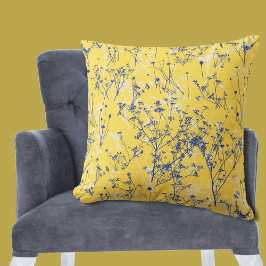 Moderne Abstrakte Blüten Senf Gelb Kissen