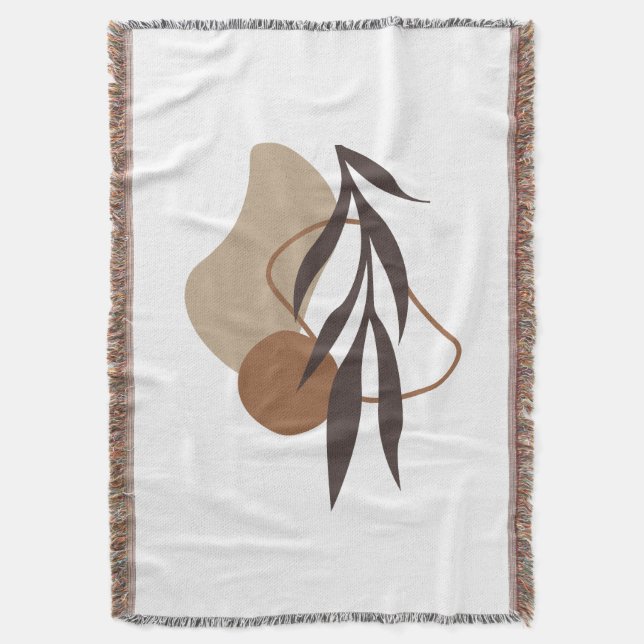 Moderne Abstrakte Boho Pflanze Art Decke (Vorderseite Vertikal)