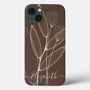 Moderne, Abstrakte Boho Pflanze Art Deco Braun Case-Mate iPhone Hülle