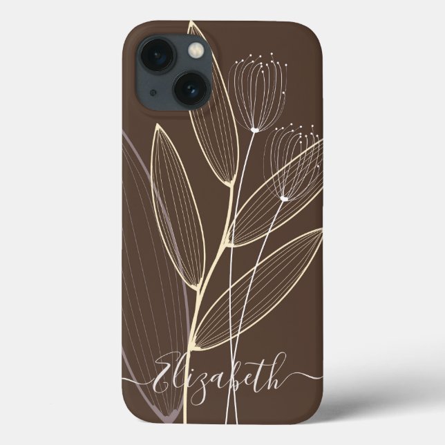 Moderne, Abstrakte Boho Pflanze Art Deco Braun Case-Mate iPhone Hülle (Rückseite)