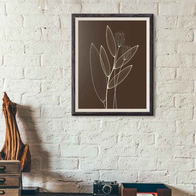Moderne, Abstrakte Boho Pflanze Art Deco Braun Poster (Von Creator hochgeladen)