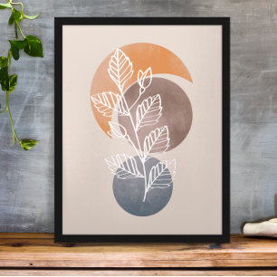 Moderne abstrakte Boho-Pflanzenblatt-Kunst Poster