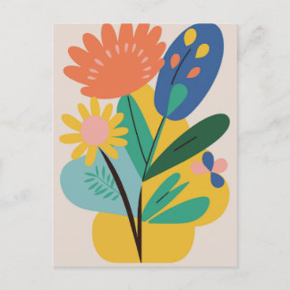 Moderne Abstrakte botanische Blume Postkarte