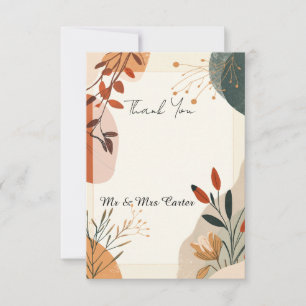 Moderne Abstrakte Botanische Hochzeit Danke Karte