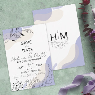 Moderne Abstrakte Botanische Linie Hochzeit Save The Date