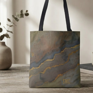 Moderne abstrakte Bronze-Schiefer-Monogramm